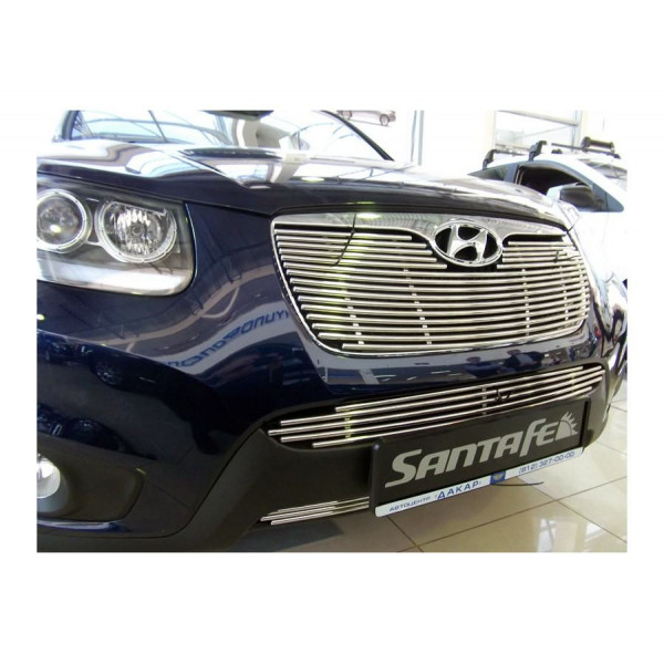 Накладка на решетку бампера d10 Hyundai Santa Fe II 2010-2011 Накладка на решетку бампера d10 Hyundai Santa Fe II 2010-2011